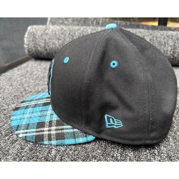 New York Yankees Hat 59Fifty New Era Tru Fitted 7 5/8 Black Aqua Plaid EUC - Picture 4 of 5
